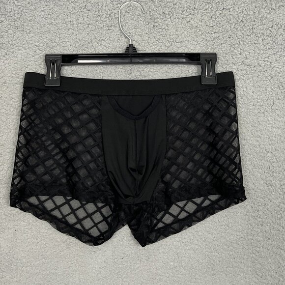 Sexy Men LG Underwear Sheer Mesh Boxer Brief See Through Shorts Bikini Trunks - Picture 1 of 8